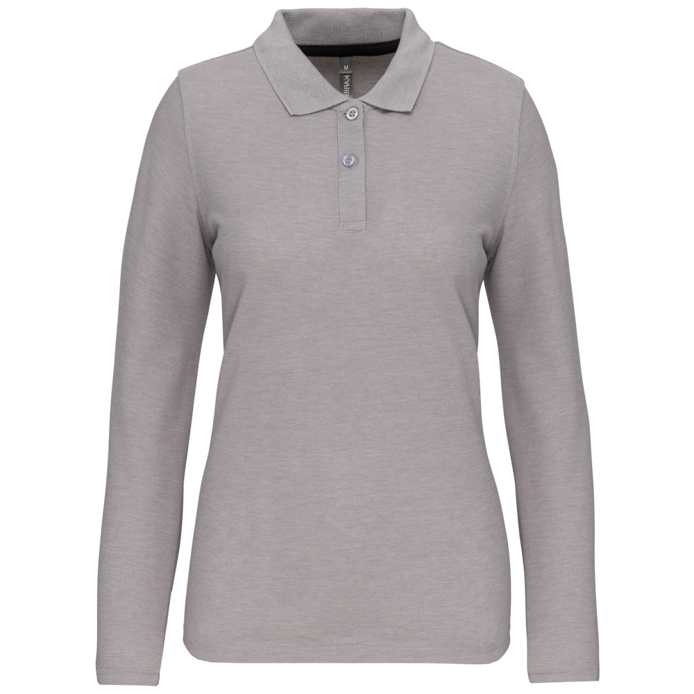 - Langarm-Polohemd für Damen - Oxford Grey