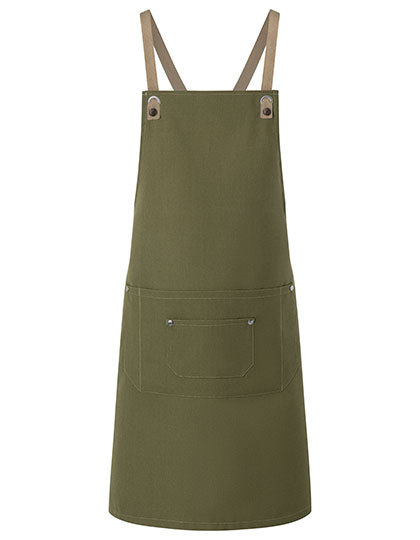 Karlowsky - Latzschürze Urban-Nature mit Kreuzbändern und großer Tasche - Moss Green (ca. Pantone 7764C)
