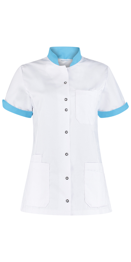 Damenjacke Mila - Weiß mit azurblauem Kontrast