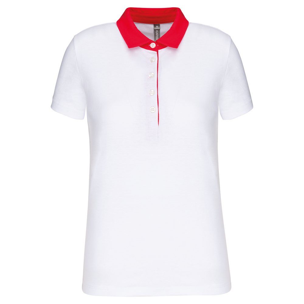 K261 - Zweifarbiges Jersey-Polohemd für Damen - White / Red