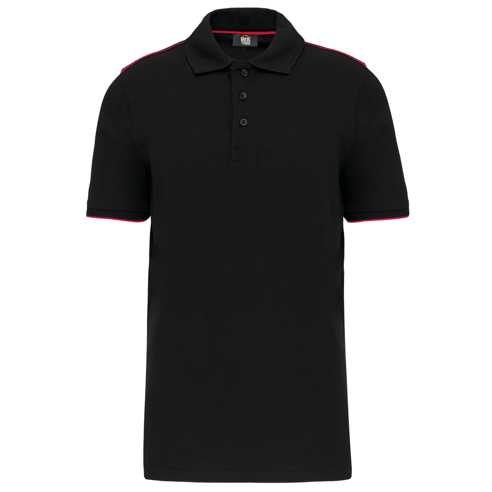 WK270 - Polo Day To Day mit kontrastfarbenen, kurzen Ärmeln - Black / Red