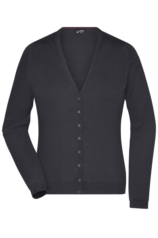 Ladies' V-Neck Cardigan - Black (ca. Pantone blackC)