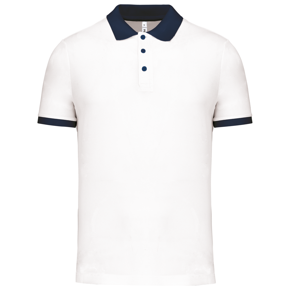 PA489 - Herren Performance Piqué-Polohemd - White / Sporty Navy