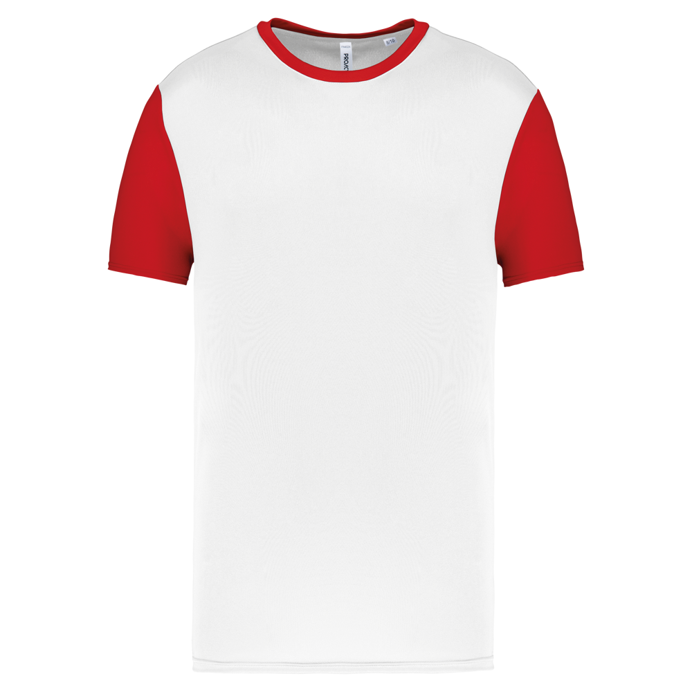 PA4024 - Zweifarbiges Kurzarmtrikot für Kinder - White / Sporty Red