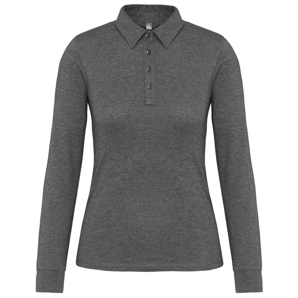 K265 - Langarm-Polohemd für Damen aus Jersey - Grey Heather