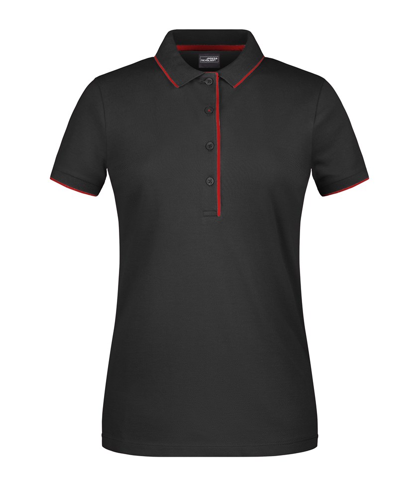 Ladies' Polo Stripe - Black/red (ca. Pantone blackC
200C)