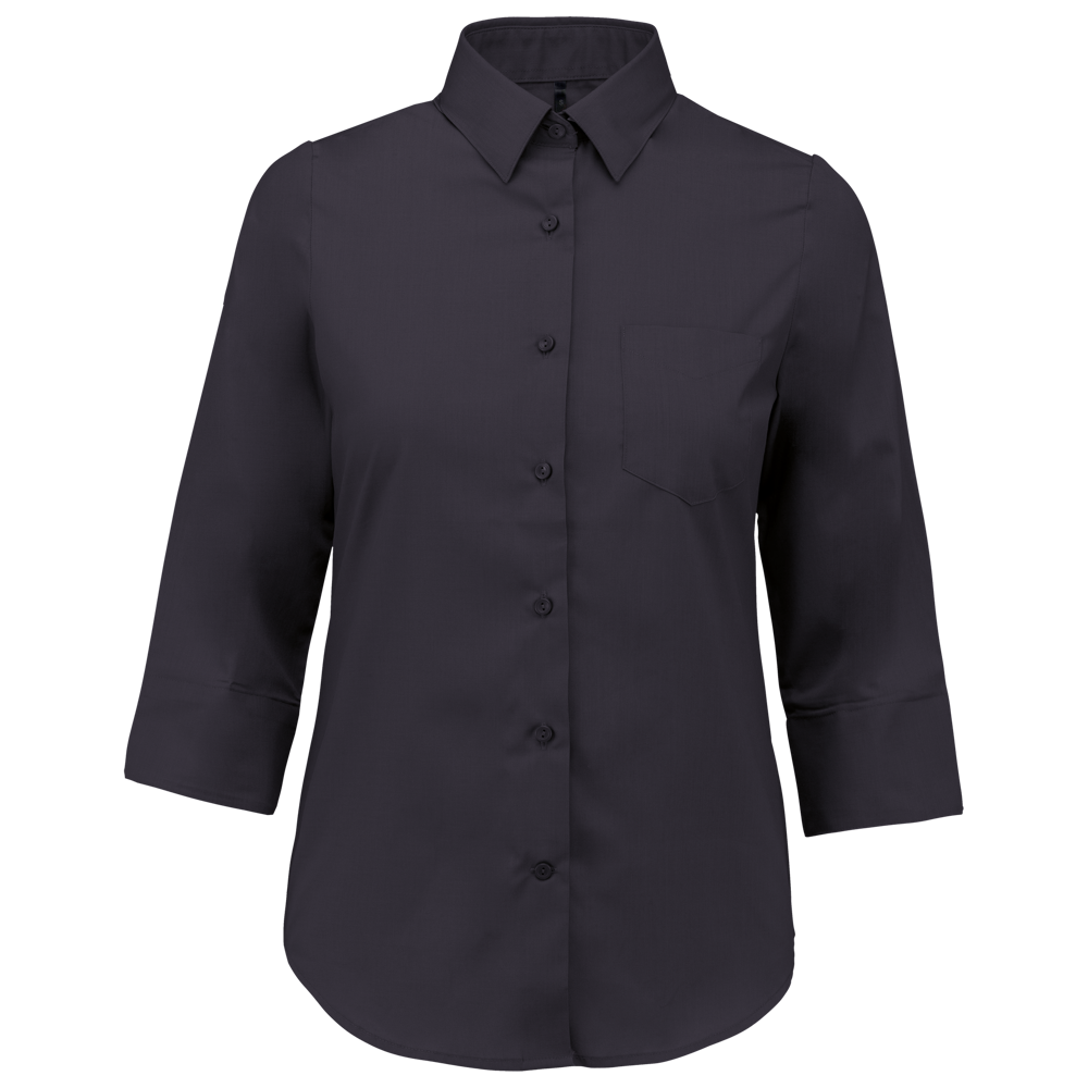 - Popeline Hemd Baumwollpolyester 3/4-Ärmel pflegeleicht für Damen - Zinc