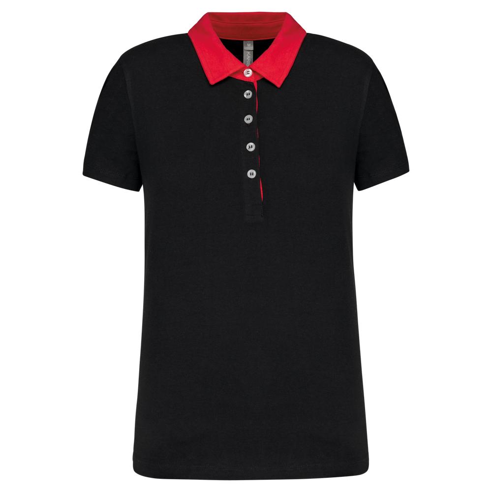 K261 - Zweifarbiges Jersey-Polohemd für Damen - Black / Red