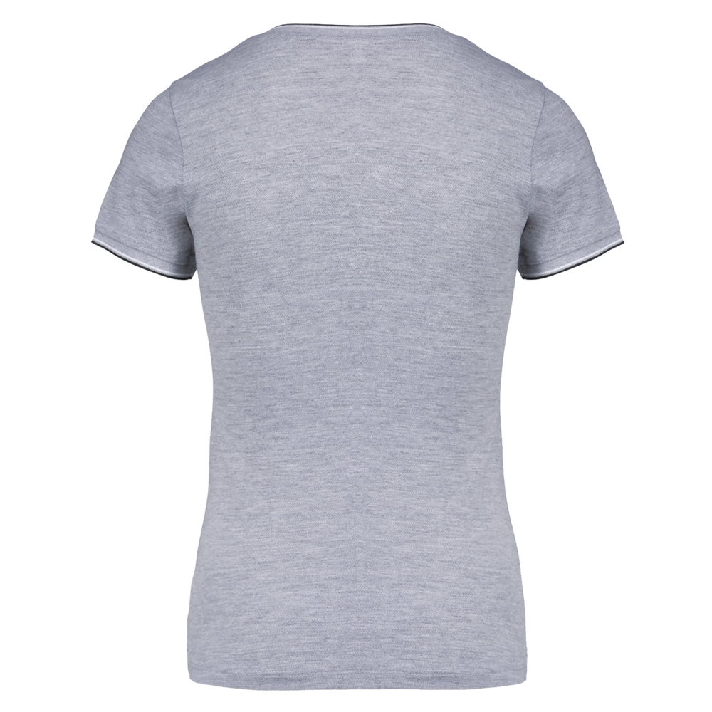 K394 - Damen T-Shirt aus Piqué-Trikot mit V-Ausschnitt