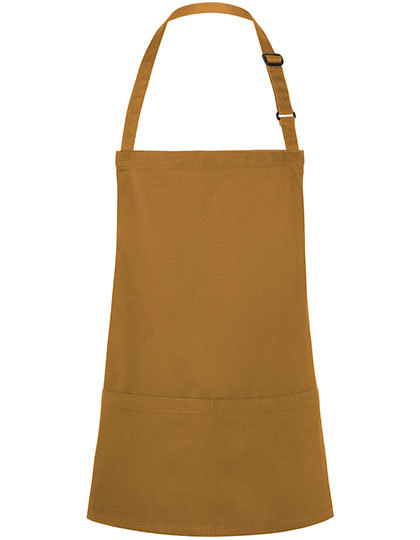 Karlowsky - Kurze Latzschürze Basic mit Schnalle und Tasche - Mustard (ca. Pantone 146C)
