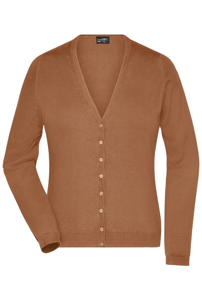 Ladies' V-Neck Cardigan - Camel (ca. Pantone 7407C)