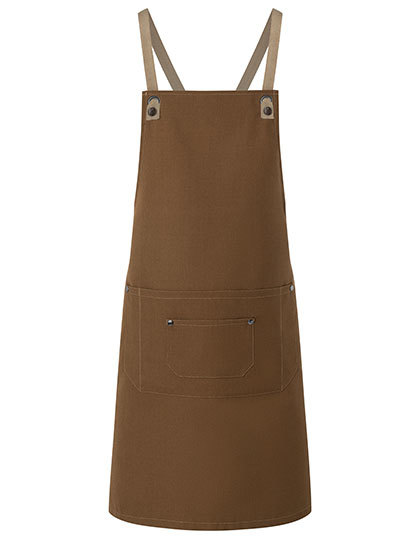 Karlowsky - Latzschürze Urban-Nature mit Kreuzbändern und großer Tasche - Cinnamon (ca. Pantone 2321C)