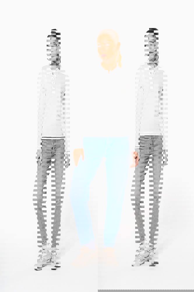 K257C - Damen Langarm-Polohemd. Baumwollpiqué