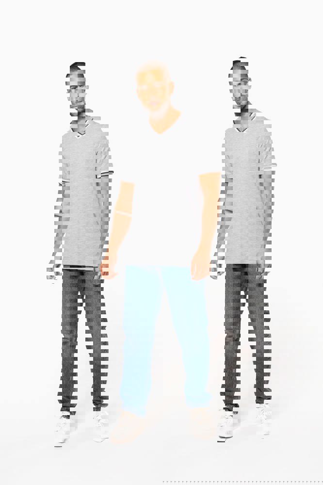 K374 - Herren T-Shirt aus Piqué-Trikot mit V-Ausschnitt