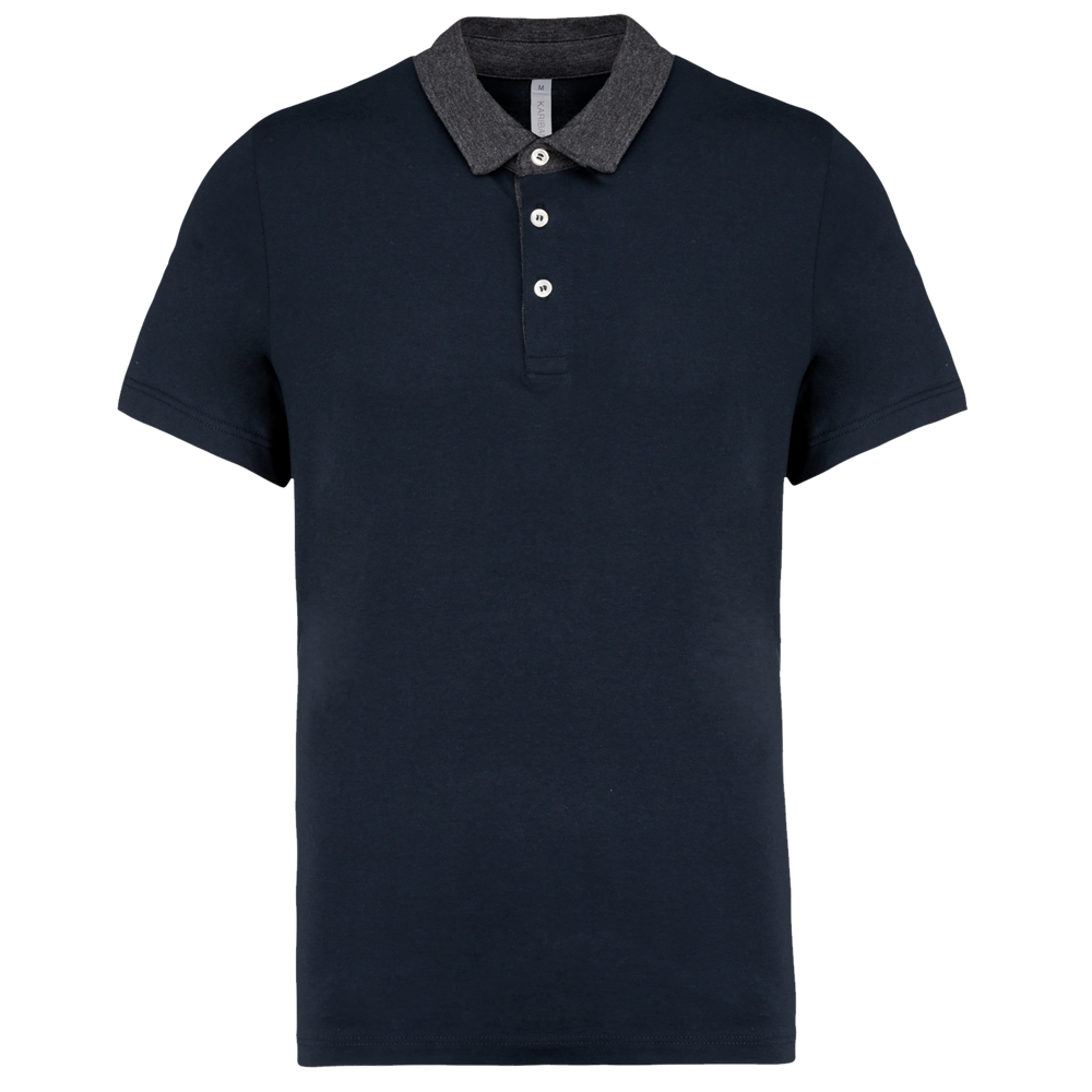 K260 - Zweifarbiges Jersey-Polohemd für Herren - Navy / Dark Grey Heather