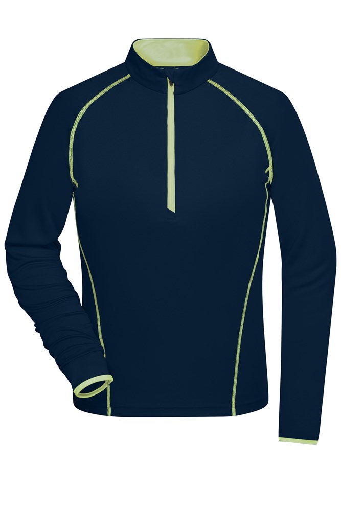 Ladies' Sports Shirt Long-Sleeved - Navy/bright-yellow (ca. Pantone 296C
382C)