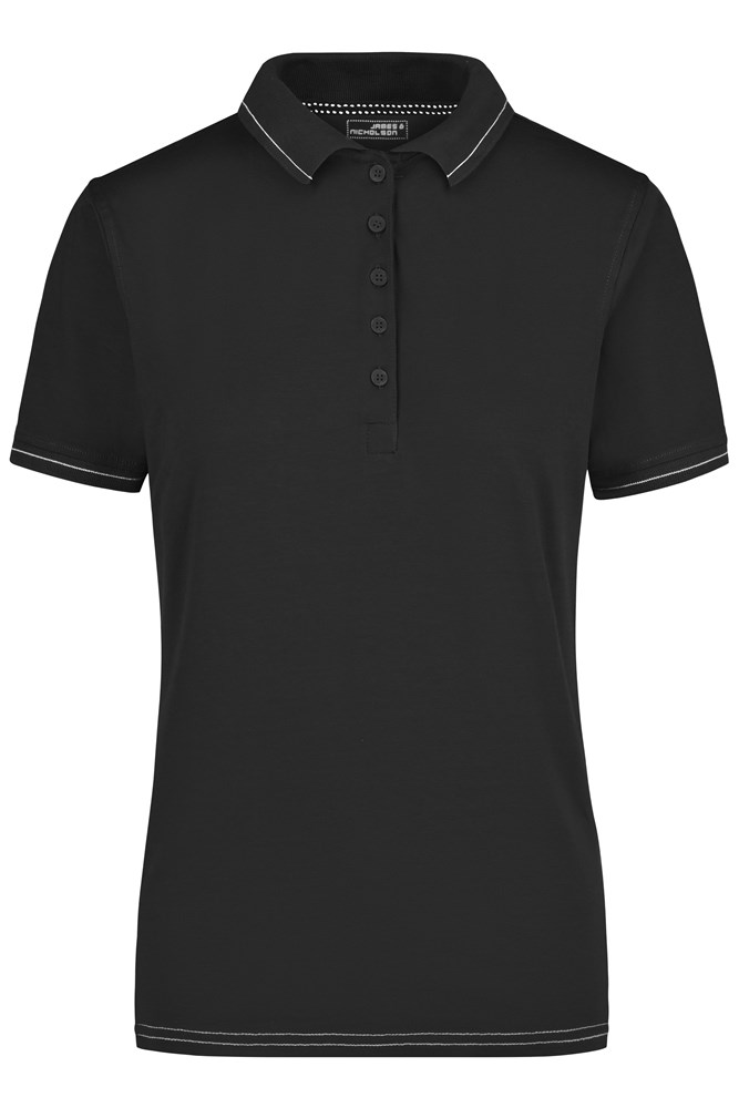 Ladies' Elastic Polo - Black/white (ca. Pantone blackC
white)
