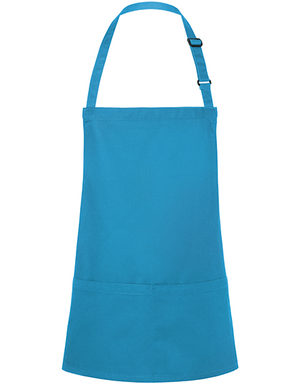 Karlowsky - Kurze Latzschürze Basic mit Schnalle und Tasche - Turquoise (ca. Pantone 639C)