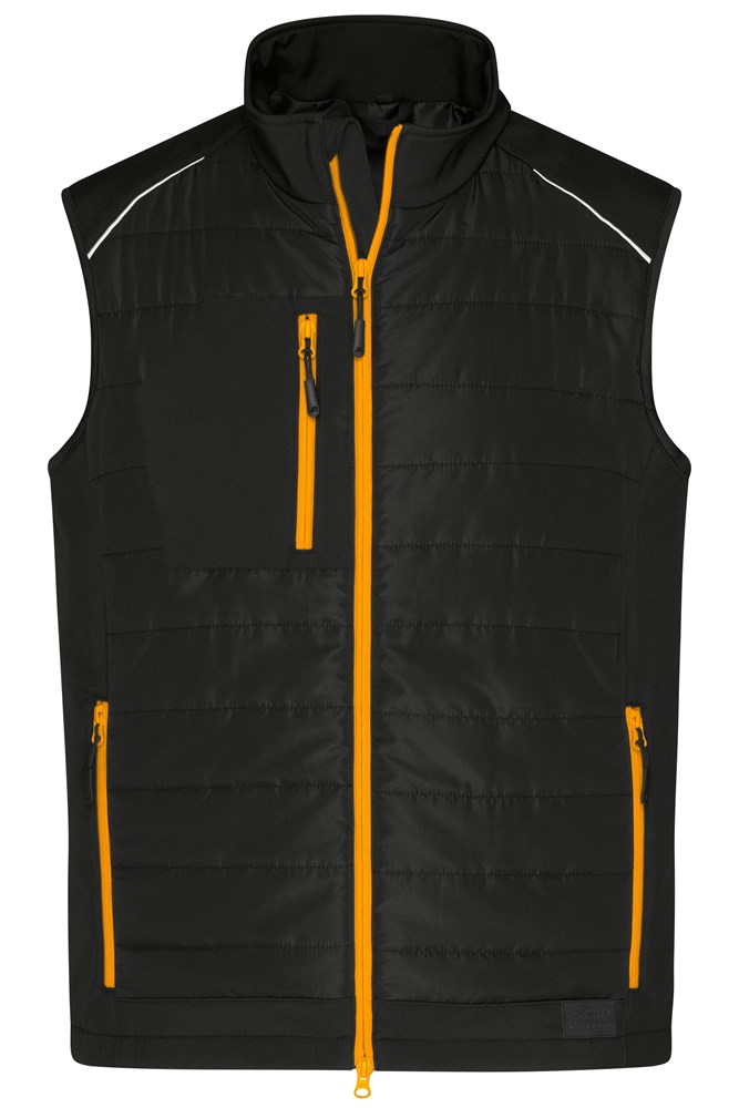 Men's Hybrid Vest GRS - Black/neon-orange (ca. Pantone blackC
1505C)