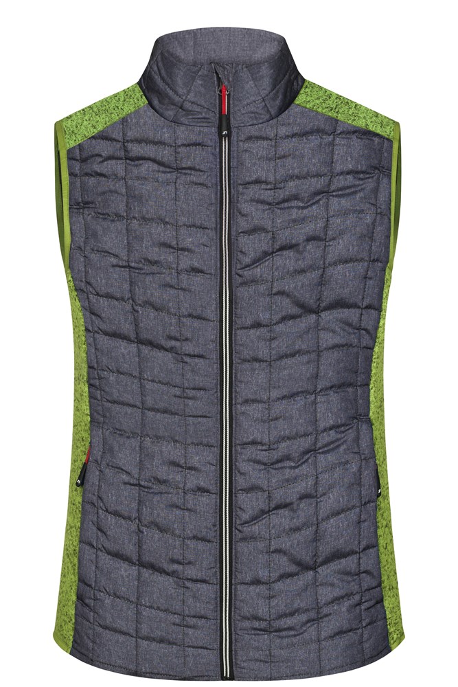 Ladies' Knitted Hybrid Vest - Kiwi-melange/anthracite-melange (ca. Pantone 377C
432C)