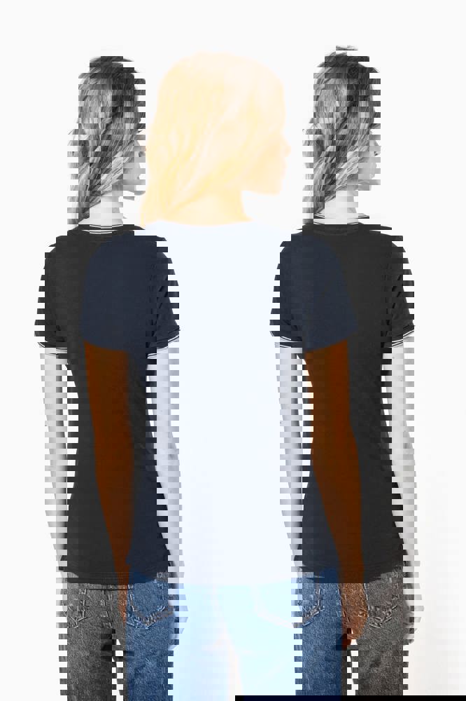 K394 - Damen T-Shirt aus Piqué-Trikot mit V-Ausschnitt