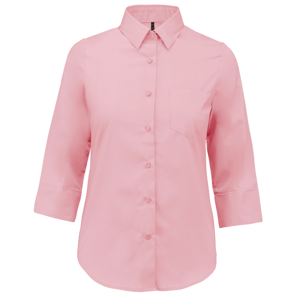 - Popeline Hemd Baumwollpolyester 3/4-Ärmel pflegeleicht für Damen - Pale Pink