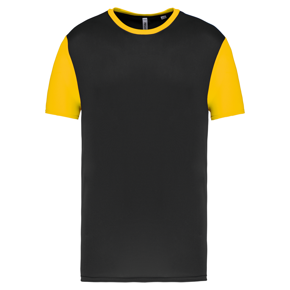 PA4024 - Zweifarbiges Kurzarmtrikot für Kinder - Black / Sporty Yellow