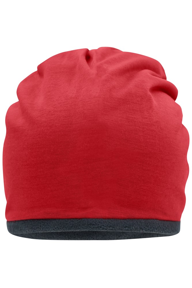 Fleece Beanie - Red/carbon (ca. Pantone 1795C
425U)