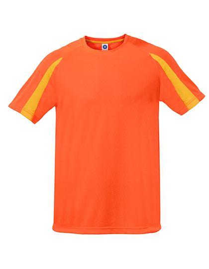 Starworld - Unisex Contrast Sports T-Shirt - Fluorescent Orange, Gold