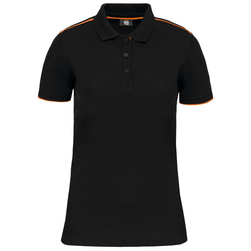 WK271 - Damen-Polohemd Day To Day mit kontrastfarbenen, kurzen Ärmeln - Black / Orange