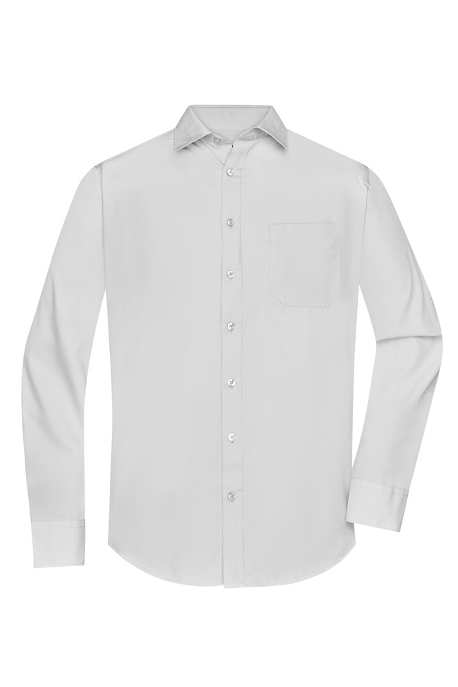 Men's Shirt Long-Sleeved Poplin - Light-grey (ca. Pantone 400C)