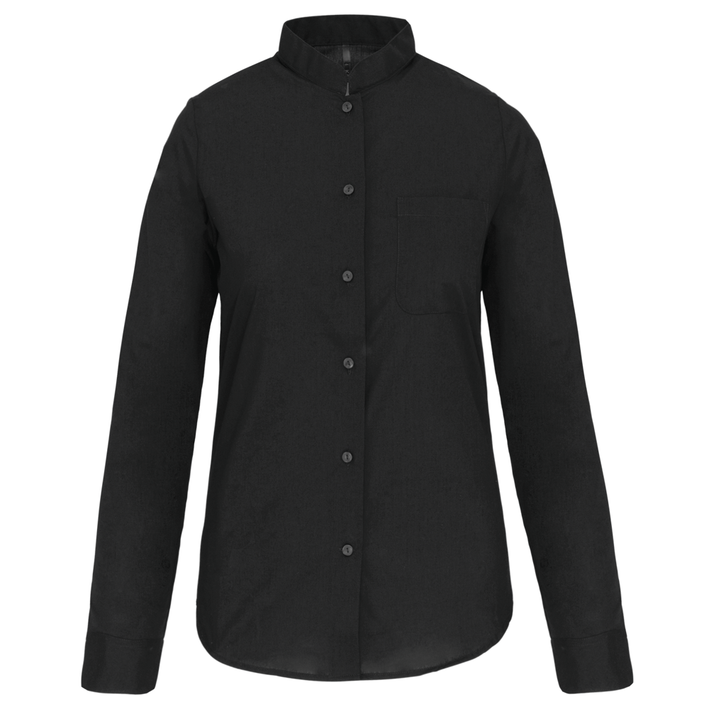 - Damen hemdbluse mao-kragen langarm