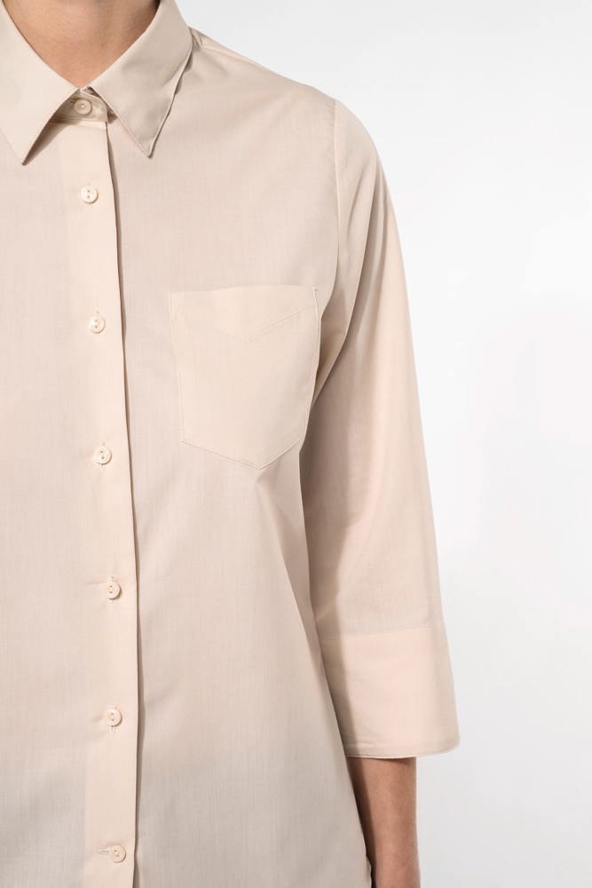 K558C - Popeline Hemd Baumwollpolyester 3/4-Ärmel pflegeleicht für Damen