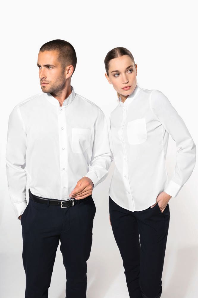 K514C - Damen hemdbluse mao-kragen langarm