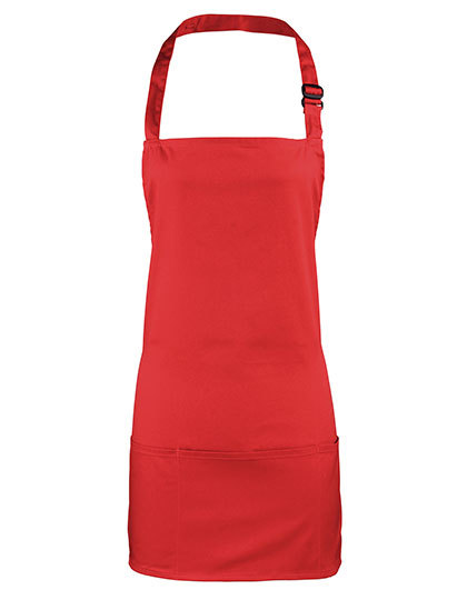 Premier Workwear - ‘Colours’ 2 in 1 Apron - Red (ca. Pantone 201C)