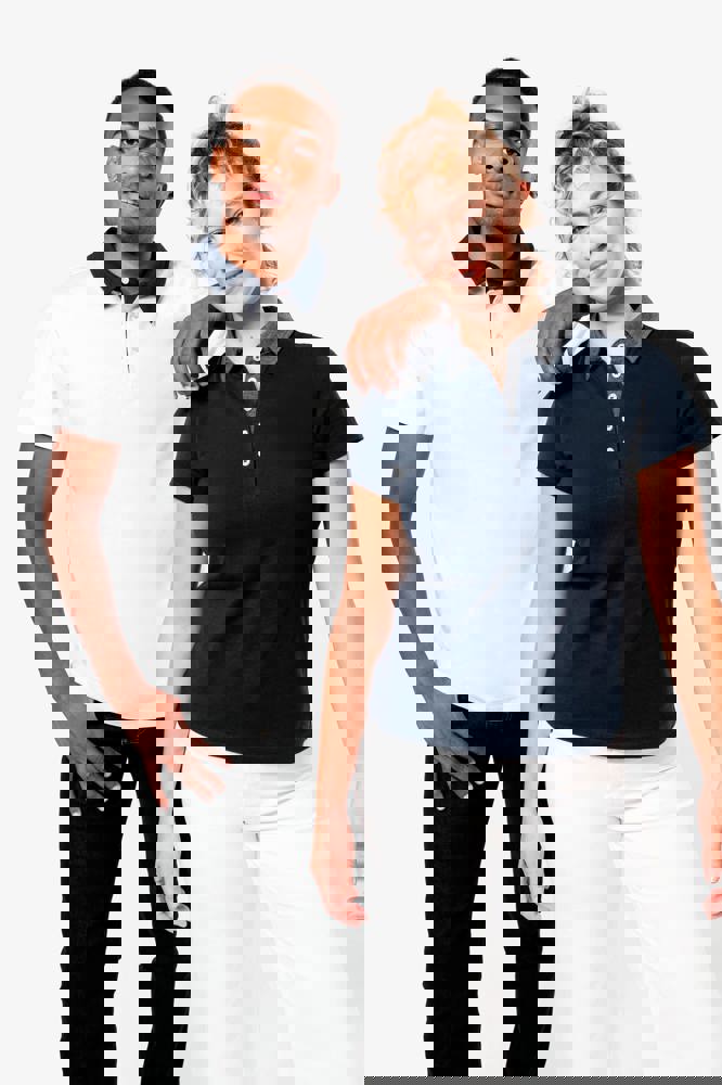 K261 - Zweifarbiges Jersey-Polohemd für Damen