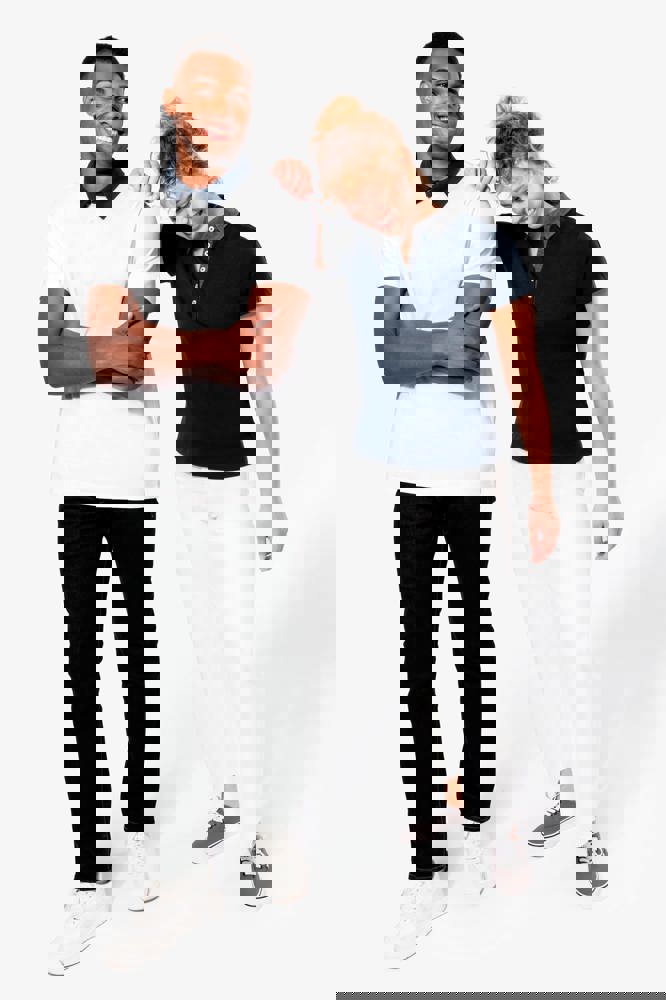 K261 - Zweifarbiges Jersey-Polohemd für Damen