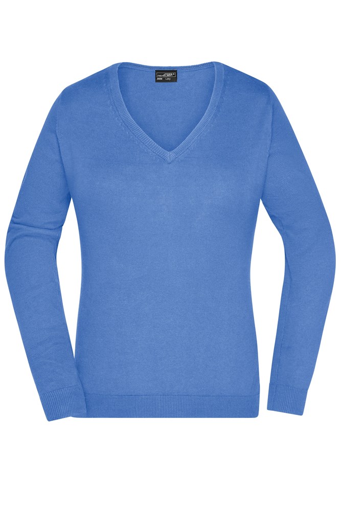 Ladies' V-Neck Pullover - Glacier-blue (ca. Pantone 7453C)