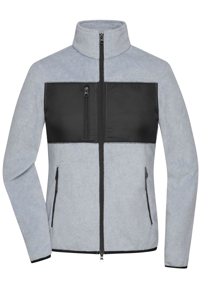 Ladies' Fleece Jacket GRS - Light-melange/black (ca. Pantone 413C
blackC)