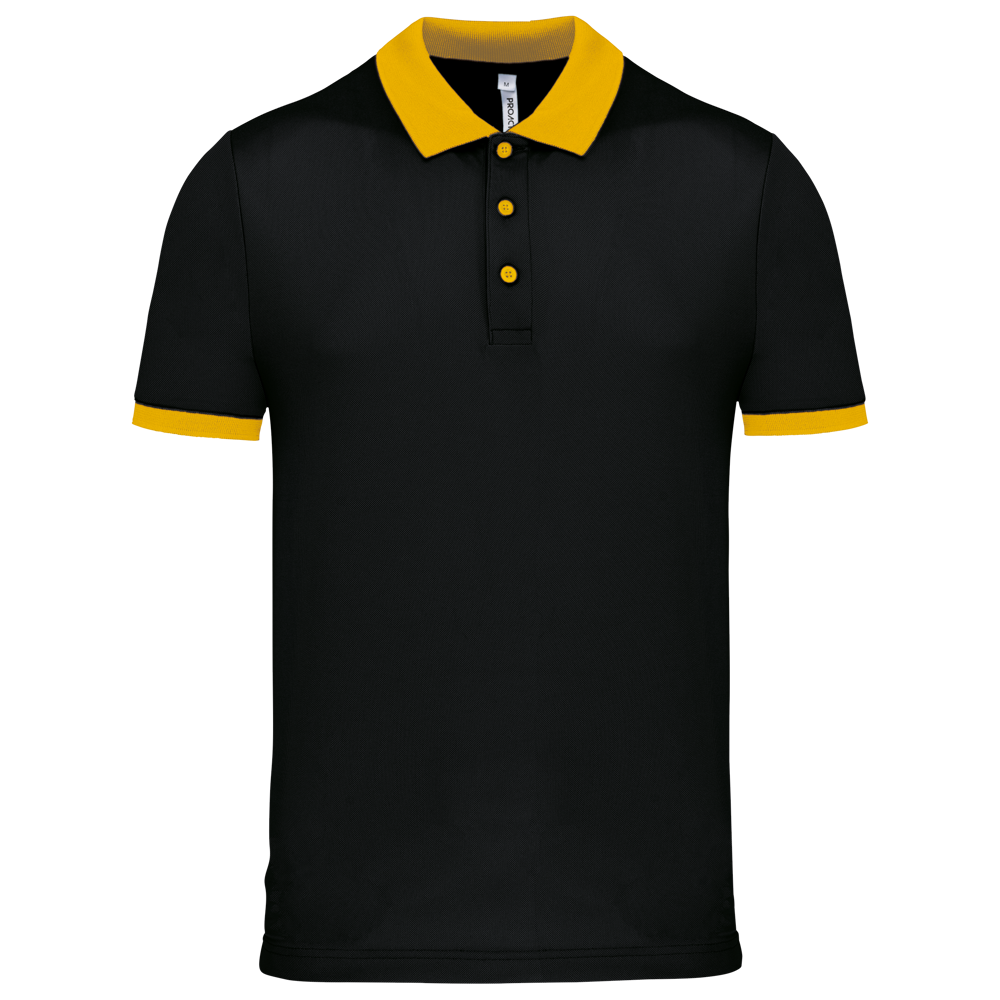 PA489 - Herren Performance Piqué-Polohemd - Black / Yellow