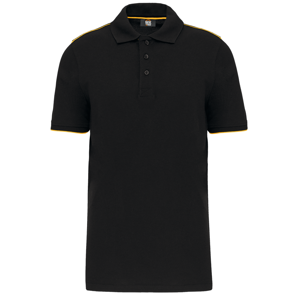WK270 - Polo Day To Day mit kontrastfarbenen, kurzen Ärmeln - Black / Yellow