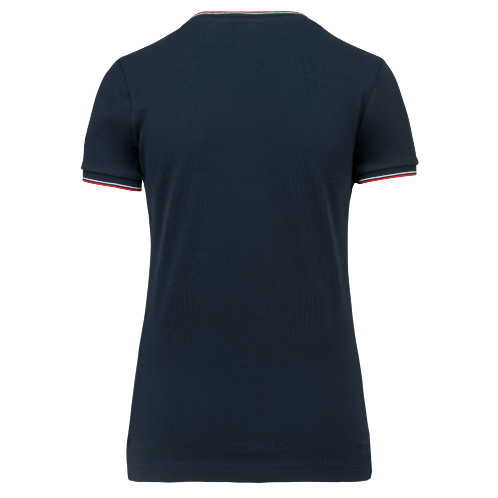 K394 - Damen T-Shirt aus Piqué-Trikot mit V-Ausschnitt