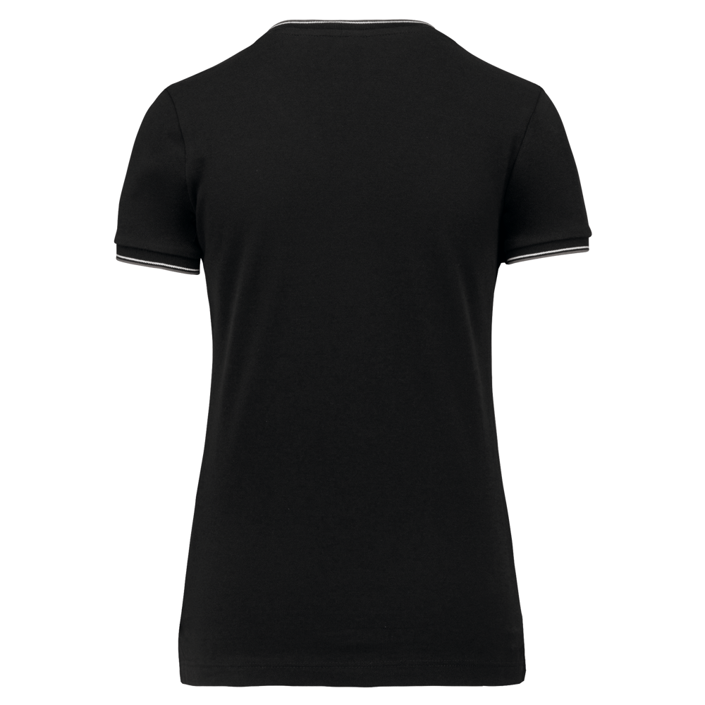 K394 - Damen T-Shirt aus Piqué-Trikot mit V-Ausschnitt