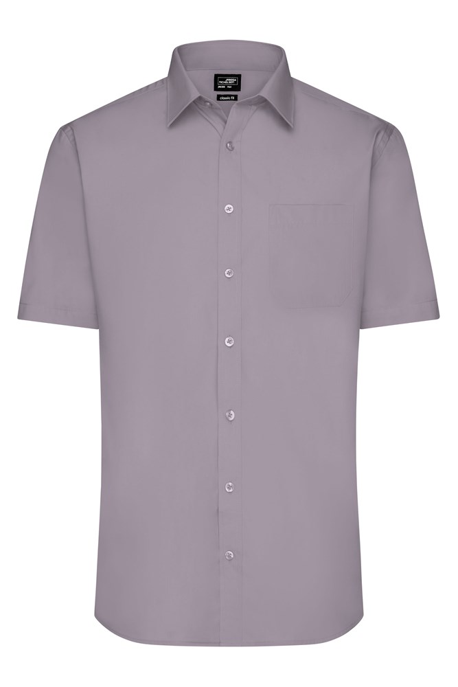 Men's Shirt Short-Sleeved Poplin - Steel (ca. Pantone 423U)