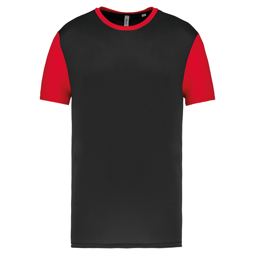 PA4023 - Zweifarbiges Kurzarmtrikot für Erwachsene - Black / Sporty Red