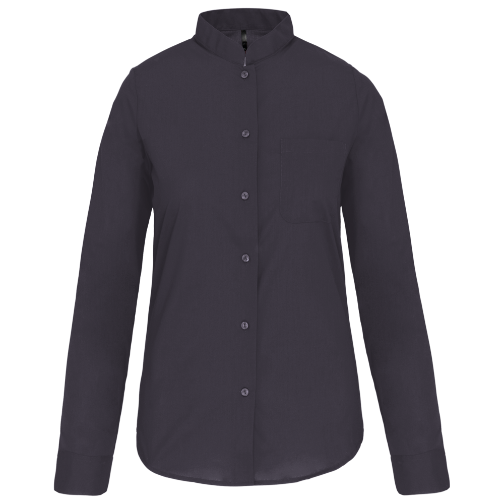 - Damen hemdbluse mao-kragen langarm - Zinc