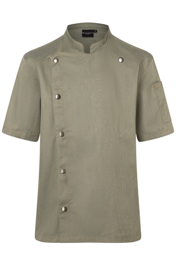 Karlowsky - Kurzarm Kochjacke Jeans-Style - Vintage Moss Green (ca. Pantone 416C)