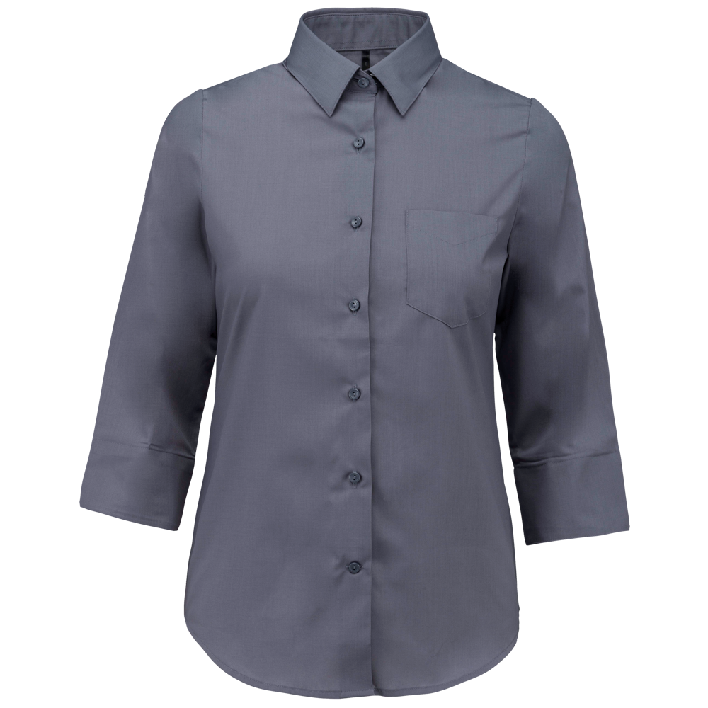 - Popeline Hemd Baumwollpolyester 3/4-Ärmel pflegeleicht für Damen - Urban Grey