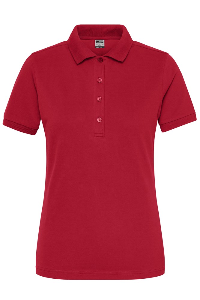 Ladies' ORGANIC Stretch-Polo Work - SOLID - OCS Blended - Red (ca. Pantone 1805C)