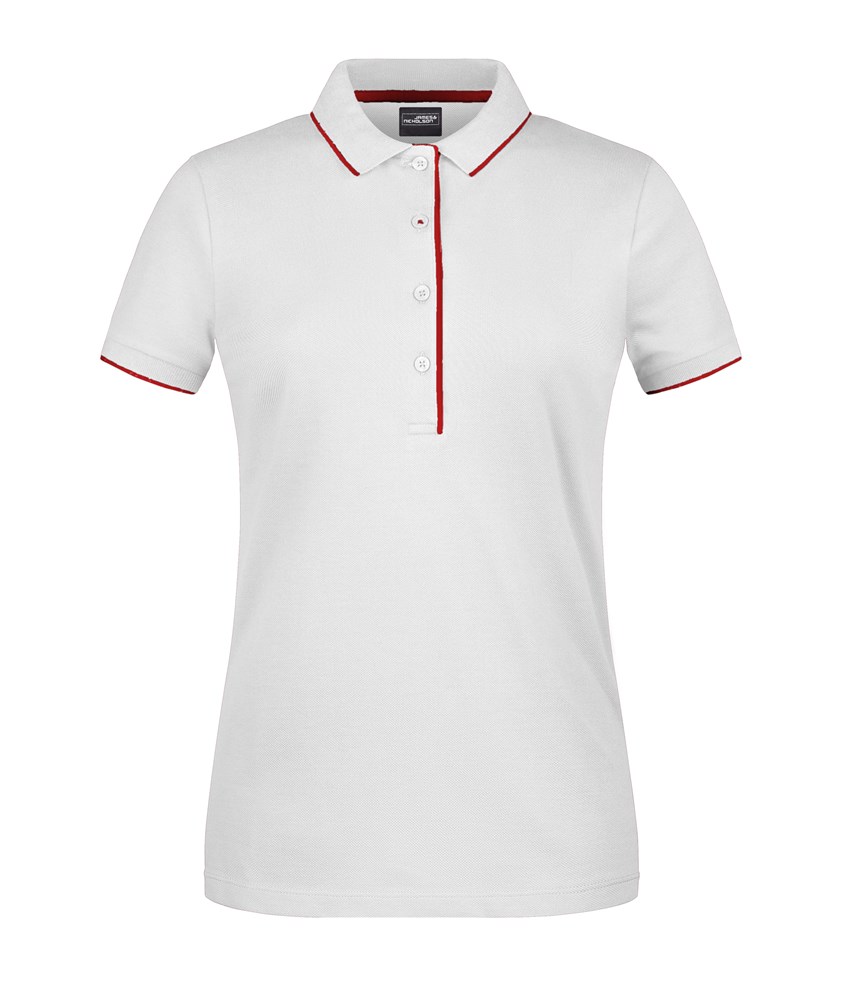 Ladies' Polo Stripe - White/red (ca. Pantone white
200C)